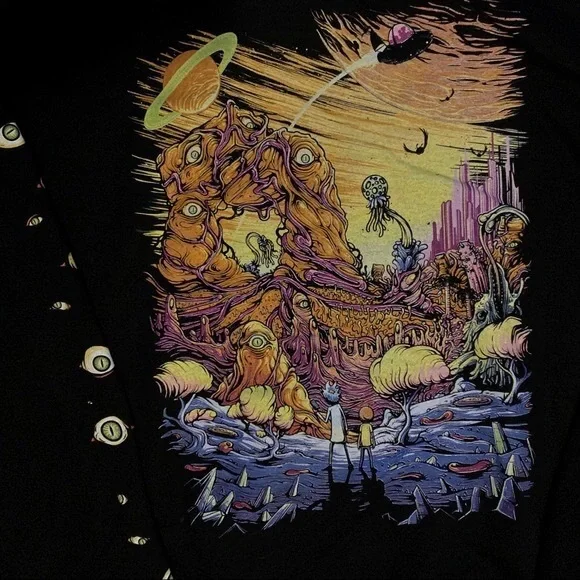 rick and morty trippy world black hoodie - Picture 3 of 7